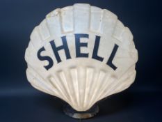 A Fat Shell glass petrol pump globe by Webb's Crystal, damage to top and chipping to neck.