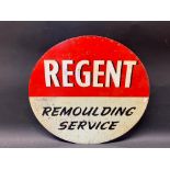 A Regent Remoulding Service circular metal advertising sign, 17" diameter.