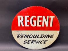 A Regent Remoulding Service circular metal advertising sign, 17" diameter.