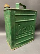 A rare Pratts two gallon petrol can by Valor, dated March 1930, plain cap.