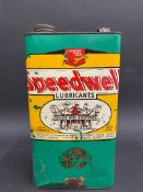 A Speedwell Lubricants gallon can.