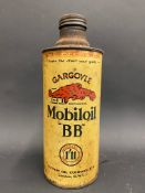 A Gargoyle Mobiloil 'BB' grade cylindrical quart can.