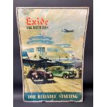 An Exide Car Batteries pictorial tin advertising sign, 20 x 30".