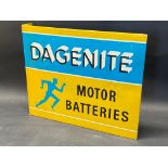 A Dagenite Motor Batteries double sided tin advertising sign with hanging flange of good bright