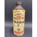 A Gargoyle Mobiloil 'E' Grade for Ford Cars quart cylindrical oil can.