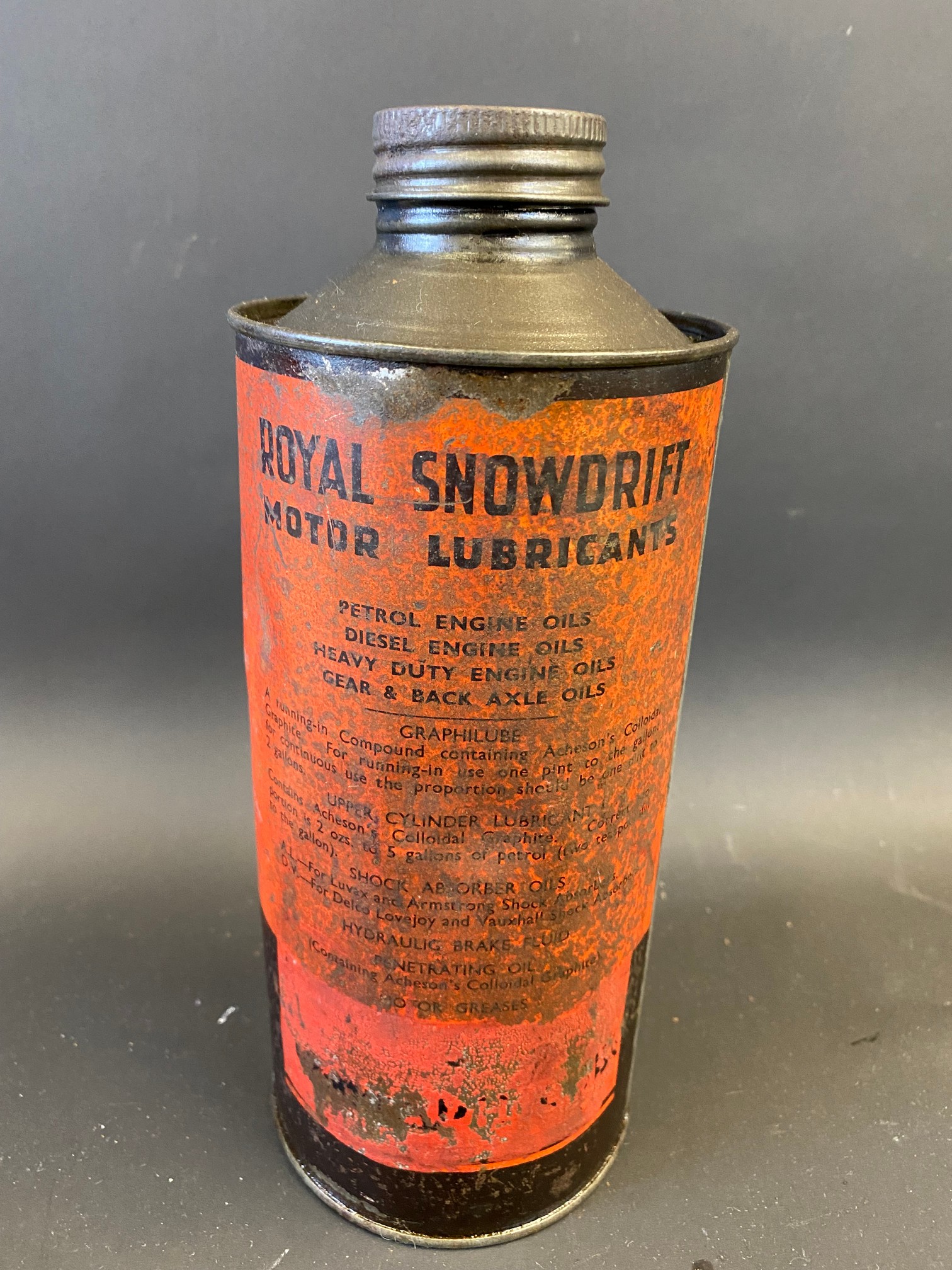 A Royal Snowdrift Oil cylindrical quart can, unusual red version. - Image 2 of 4