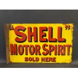 An early Shell Motor Spirit double sided enamel sign with hanging flange by Bruton of Edmonton, 21 x