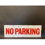 A rectangular No Parking enamel sign, 36 x 12".
