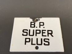 A small BP Super Plus enamel brand indicator, 4 x 3".