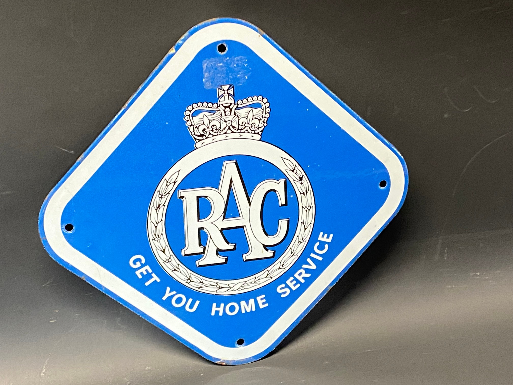 A small RAC Get-you-home-service lozenge shaped enamel sign, 11 x 11".