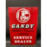 A Gandy brake and clutch lining enamel sign, 15 1/2 x 22 1/2.