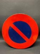 A French circular enamel road sign, 19 1/2" diameter.