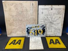 Two AA box internal map signs, the larger for AA box 900 and the smaller for no. 24; also an