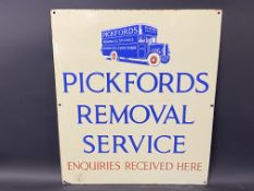 A Pickfords Removal Service enamel sign with an image of a removal lorry to the top, excellent