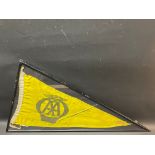 An AA pennant flag in triangular frame, 34 1/2 x 21".