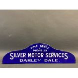 A Silver Motor Services of Darley Dale enamel header board sign, 22 x 6 1/4".