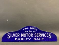 A Silver Motor Services of Darley Dale enamel header board sign, 22 x 6 1/4".