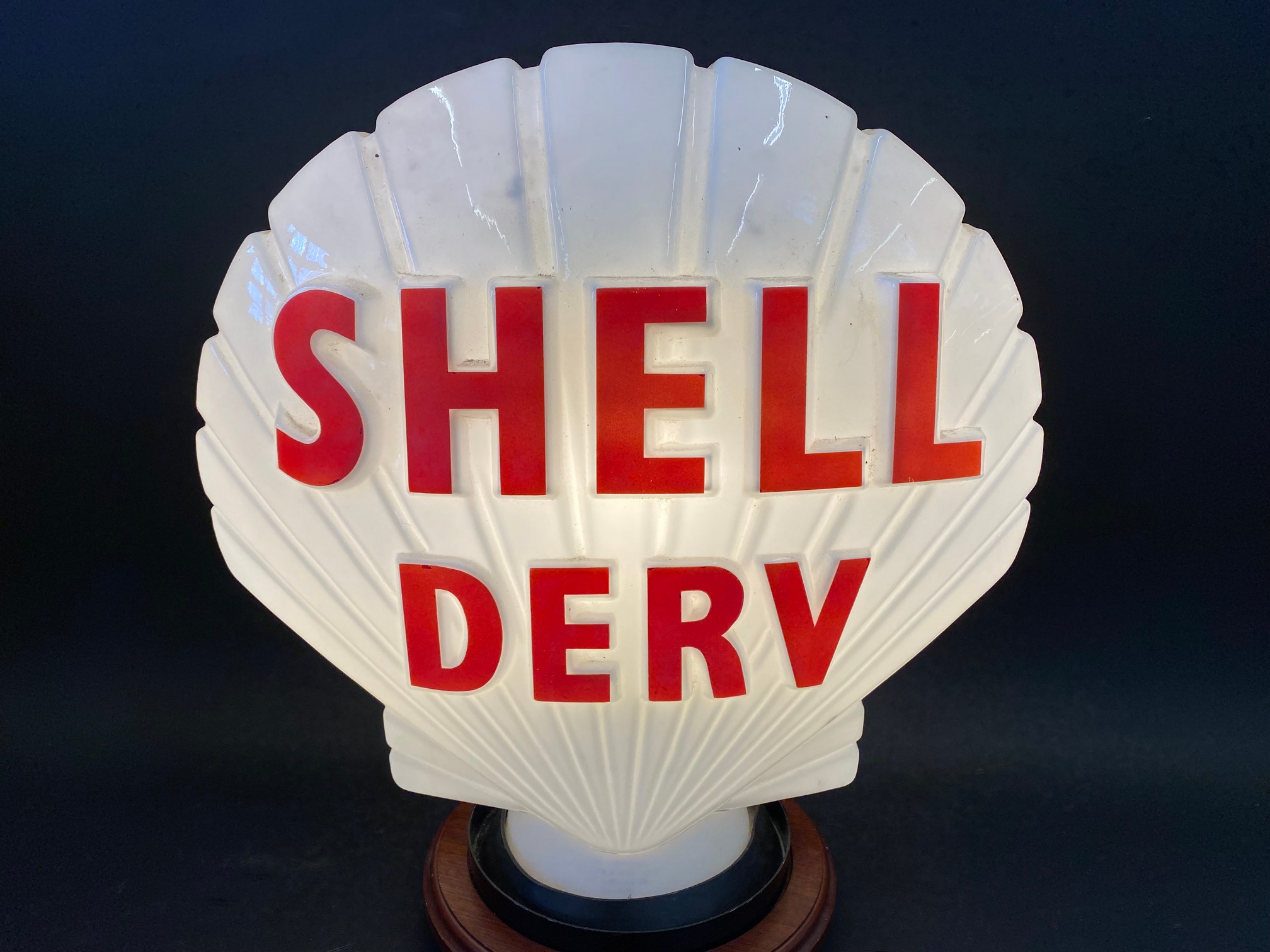 A rare Shell Derv glass petrol pump globe, by Hailware, chips to neck hidden by ring otherwise - Image 3 of 5