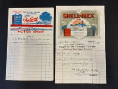 A Shell-Mex Ltd bill head dated May 1921, Cyspal Garage Upper Norwood plus a Redline Motor Spirit
