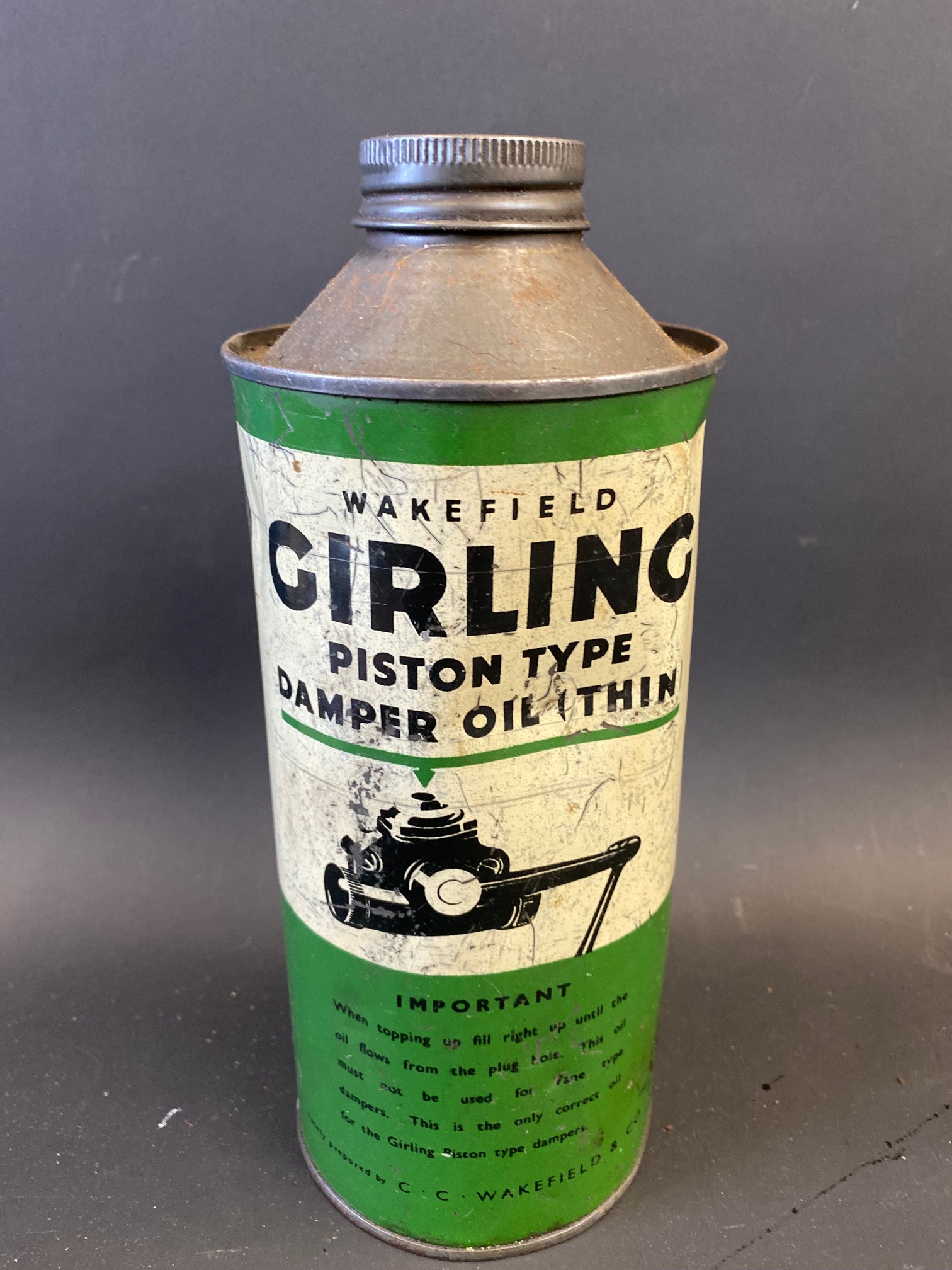 A Wakefield Girling Piston Type cylindrical quart can. - Image 2 of 4