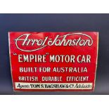 A rare Arrol Johnston ''Empire'' Motor Car Australian tin advertising sign, trimmed top edge, 17 3/4