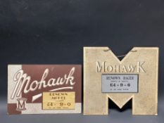 Two Mohawk cycling related price indicators/showcards, the larger 9 x 8 1/4".