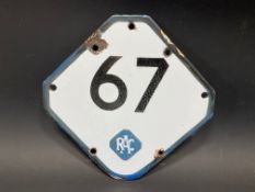 A small RAC box 67 enamel sign, 8 x 8".