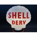 A rare Shell Derv glass petrol pump globe, by Hailware, chips to neck hidden by ring otherwise