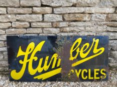 A Humber Cycles rectangular enamel sign by Wildman and Meguyer, 50 x 23".