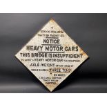 A London Midland and Scottish Railway Co. cast iron lozenge shaped Bridge Warning Sign, 24 1/2 x