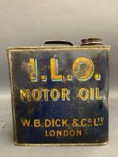 An unusual and rare I.L.O. Motor Oil can by W. B. Dick & Co. Ltd.
