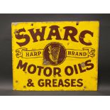 A SWARC Harp Brand Motor Oils and Greases double sided enamel sign, 20 x 16".