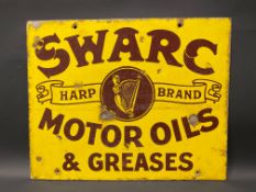 A SWARC Harp Brand Motor Oils and Greases double sided enamel sign, 20 x 16".