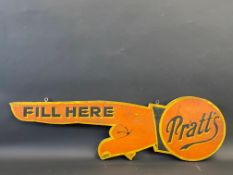 A Pratt's wooden double sided directional sign, in very original condition, 39" long.