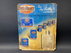 An Ever Ready batteries pictorial showcard, 14 x 17 1/2".