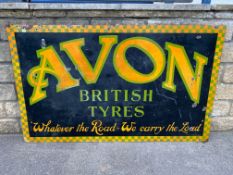 A large and early Avon British Tyres rectangular enamel sign by Imperial, 60 x 36".