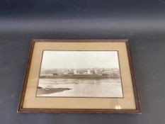 A framed original photograph of the Pratts Refinery at Berwick-upon-Tweed, probably a photograph