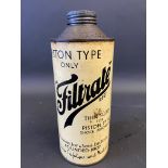 A Filtrate Piston type quart cylindrical oil can.