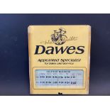 A Dawes cycle shop door 'hours of business' advertising sign, 9 x 10 1/4".