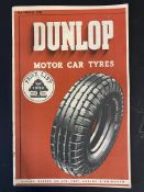 A Dunlop Motor Cars Tyres price list for 1938.