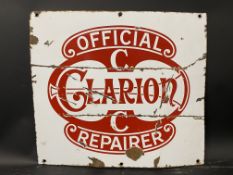 A Clarion bicycles Official Repairer enamel sign, 18 x 16".