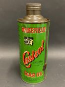 A Wakefield Castrol Gear Oil quart cylindrical oil can.