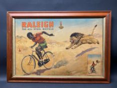 A Raleigh 'The all-steel bicycle' pictorial advertisement depicting a native African riding a