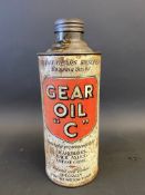 A Gear Oil 'C' quart cylindrical oil can.