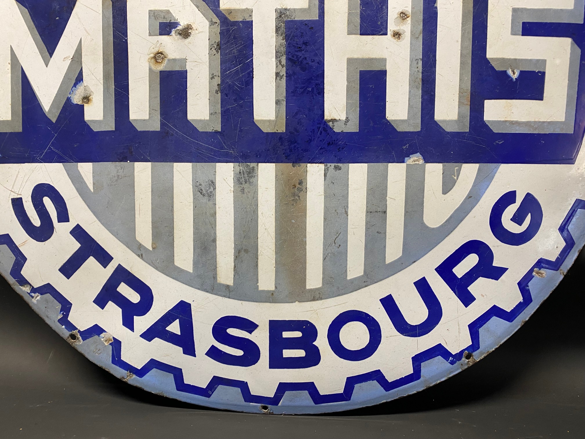 A Mathis circular enamel sign, 27 1/2" diameter. - Image 3 of 4