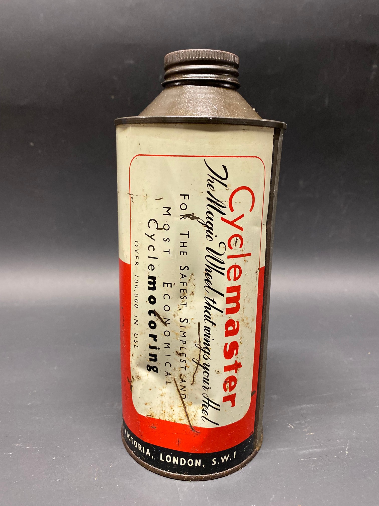A Cyclemaster Oil cylindrical quart oil can. - Image 2 of 4