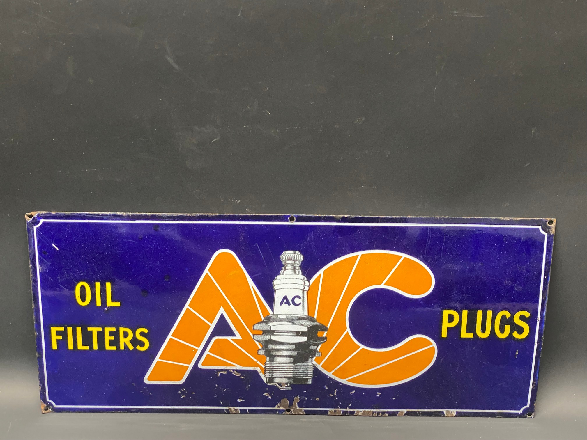 An AC Oil Filters and Plugs rectangular enamel sign, 21 x 9". - Image 3 of 4