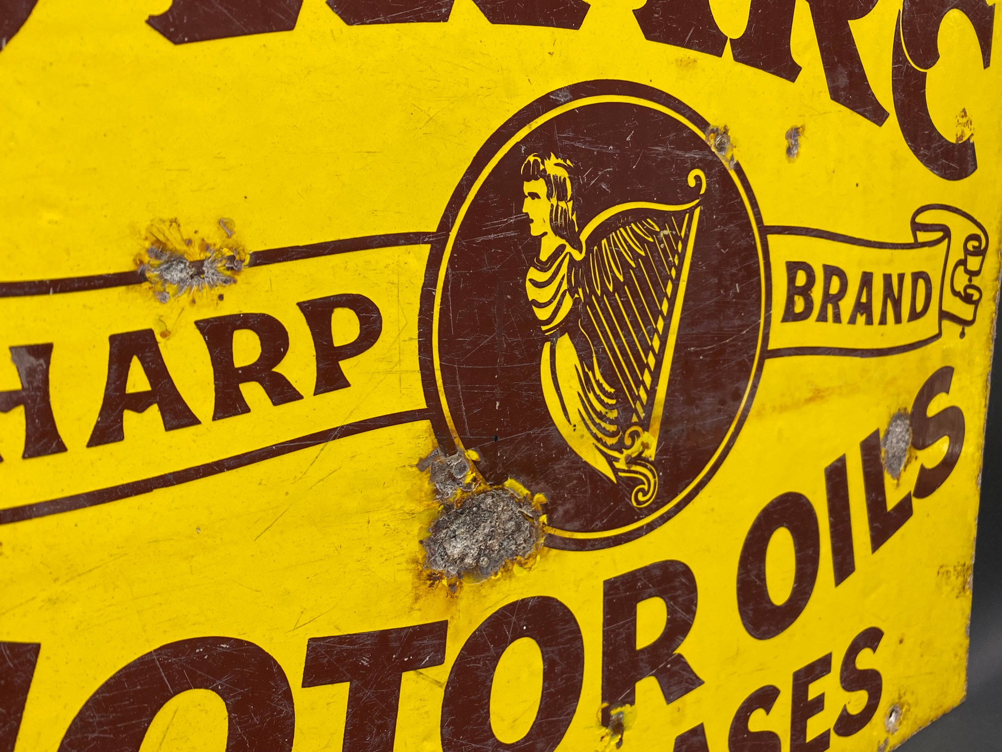 A SWARC Harp Brand Motor Oils and Greases double sided enamel sign, 20 x 16". - Image 3 of 6