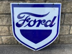 A Ford double sided shield-shaped enamel sign of unusual small size, 24 x 24 1/2".