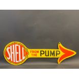 A Shell 'From The Pump' double sided enamel directional arrow sign, in excellent condition, with